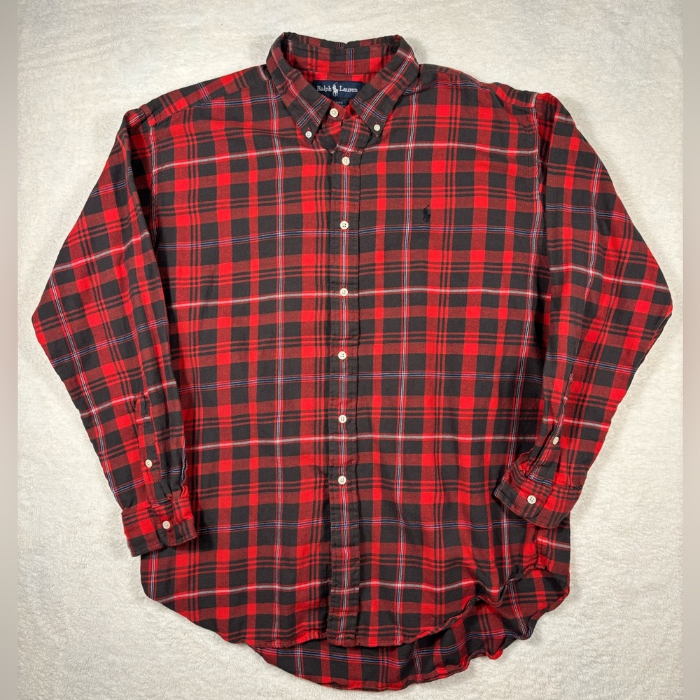 Polo Ralph Lauren Blaire Men's Long Sleeve Plaid Button Down Shirt Size L  VTG